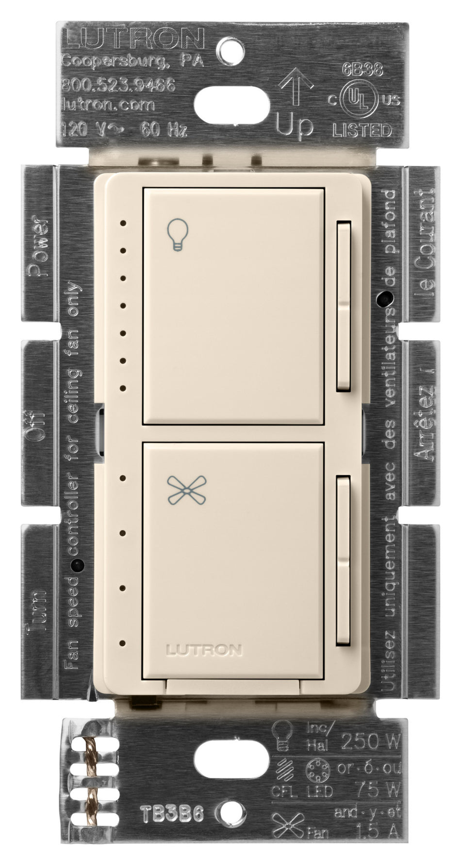 Lutron Maestro Dual Control - LED+ Dimmer and 4-Speed Quiet Fan Control | MACL-LFQ