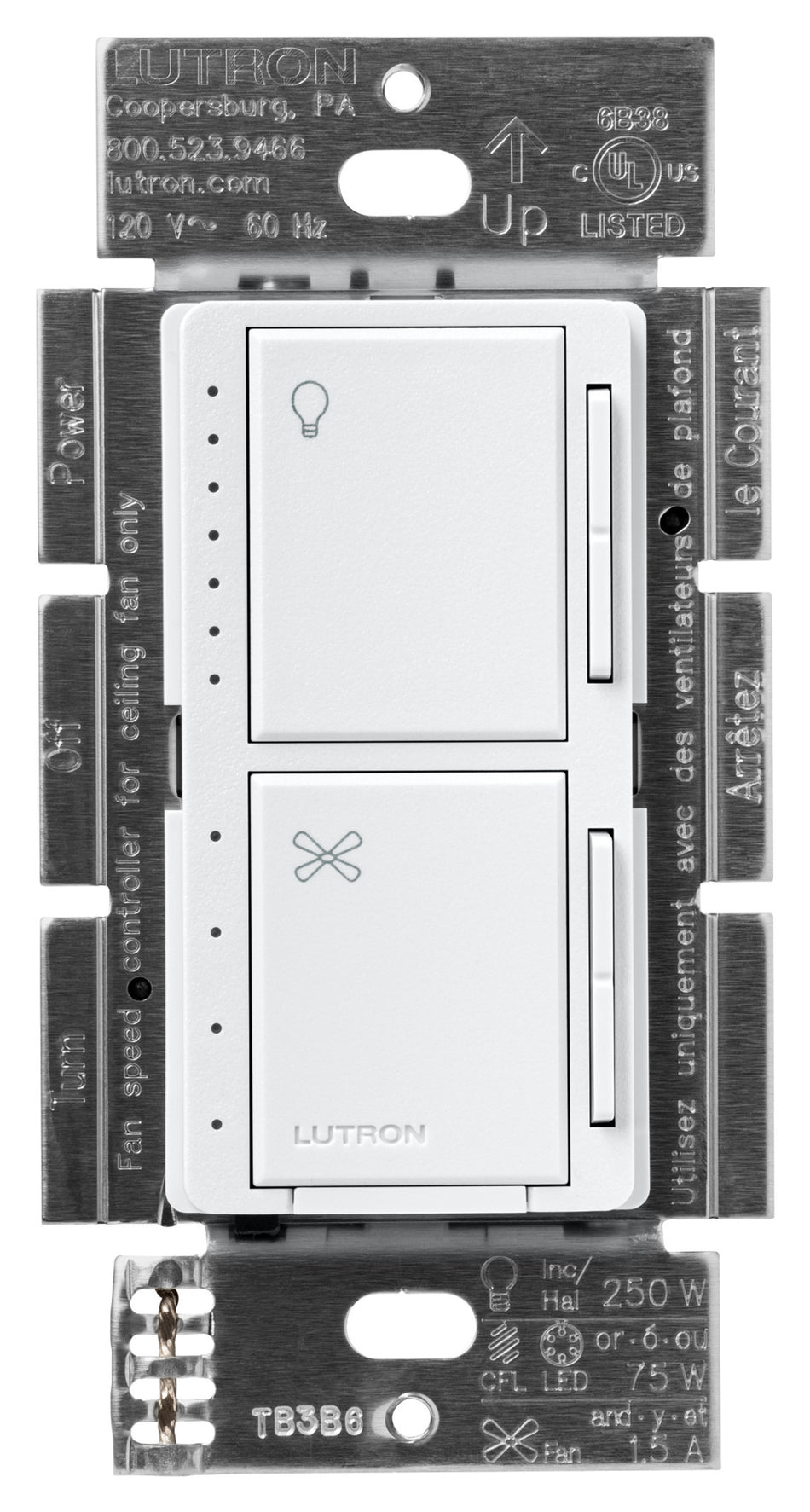 Lutron Maestro Dual Control - LED+ Dimmer and 4-Speed Quiet Fan Control | MACL-LFQ