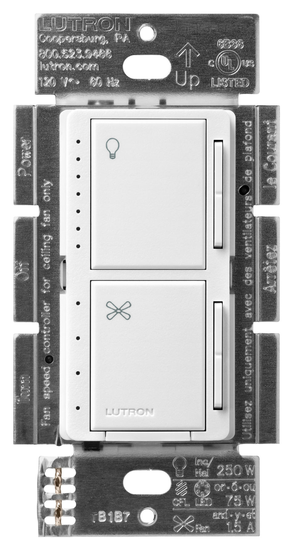 Lutron Maestro Dual Control - LED+ Dimmer and 4-Speed Quiet Fan Control | MACL-LFQ