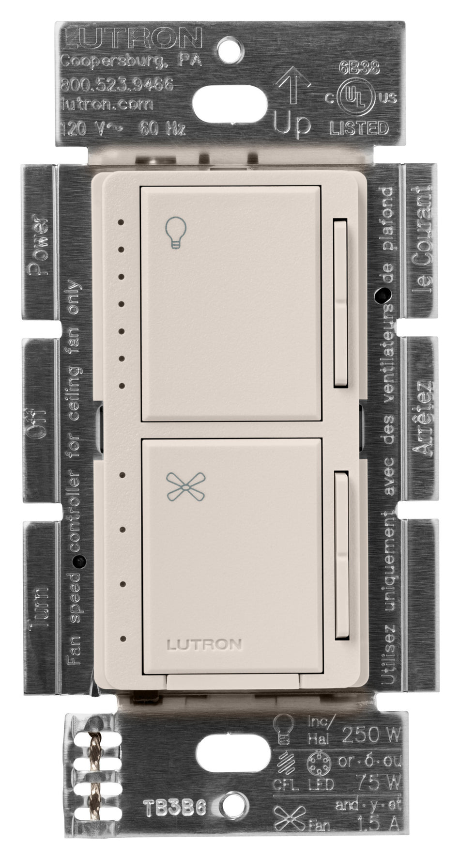 Lutron Maestro Dual Control - LED+ Dimmer and 4-Speed Quiet Fan Control | MACL-LFQ