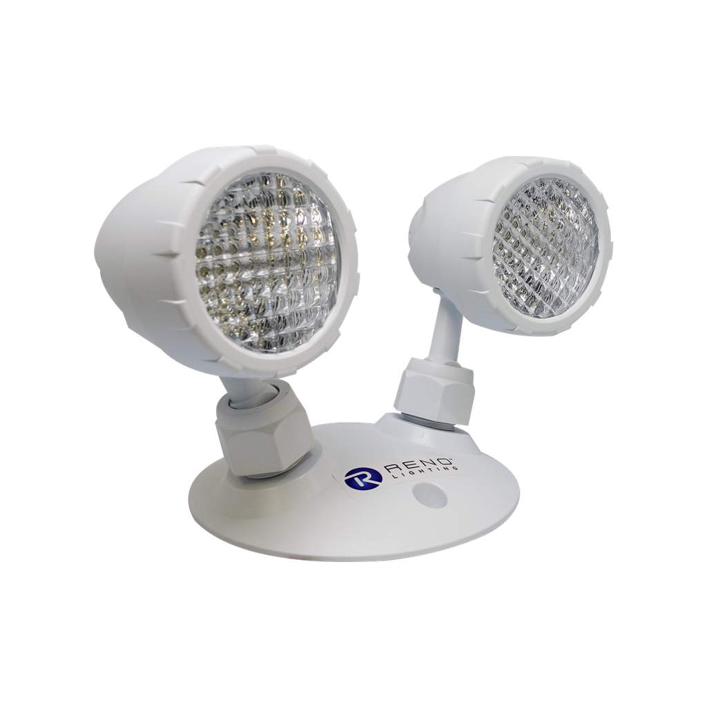 Product Display Visual of the SKU: RENO-ERH2W-2 for Marketing of theReno Double Head Emergency Light | RENO-ERH2W-2
