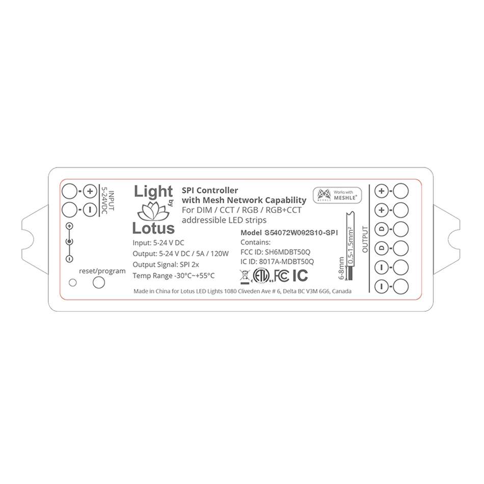 Lotus Multi-pixel LED Strip Controller with SPI | S54072W092S10-SPI