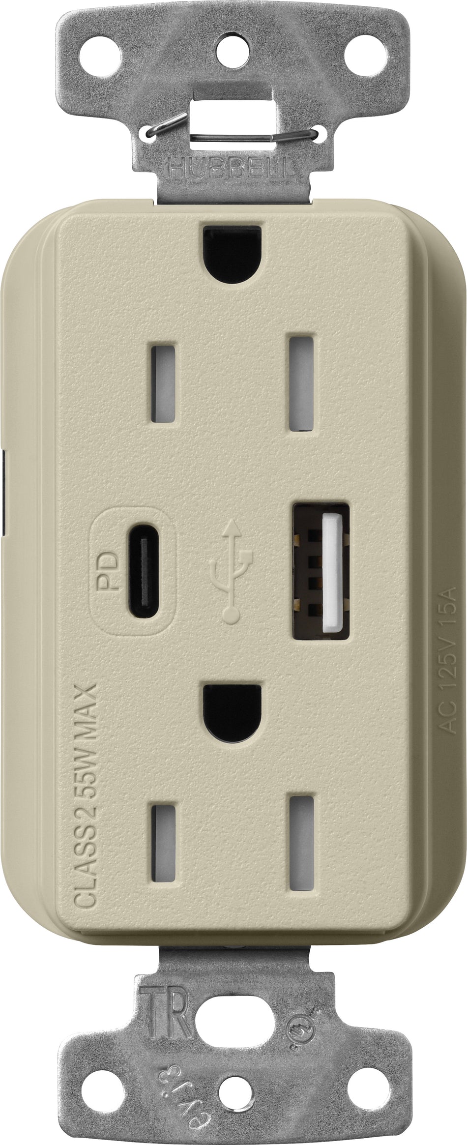 Lutron Satin Colors 15A Tamper-Resistant Outlet - 55W USB-C PD & USB-A Fast Charging | SCR-15-ACTR
