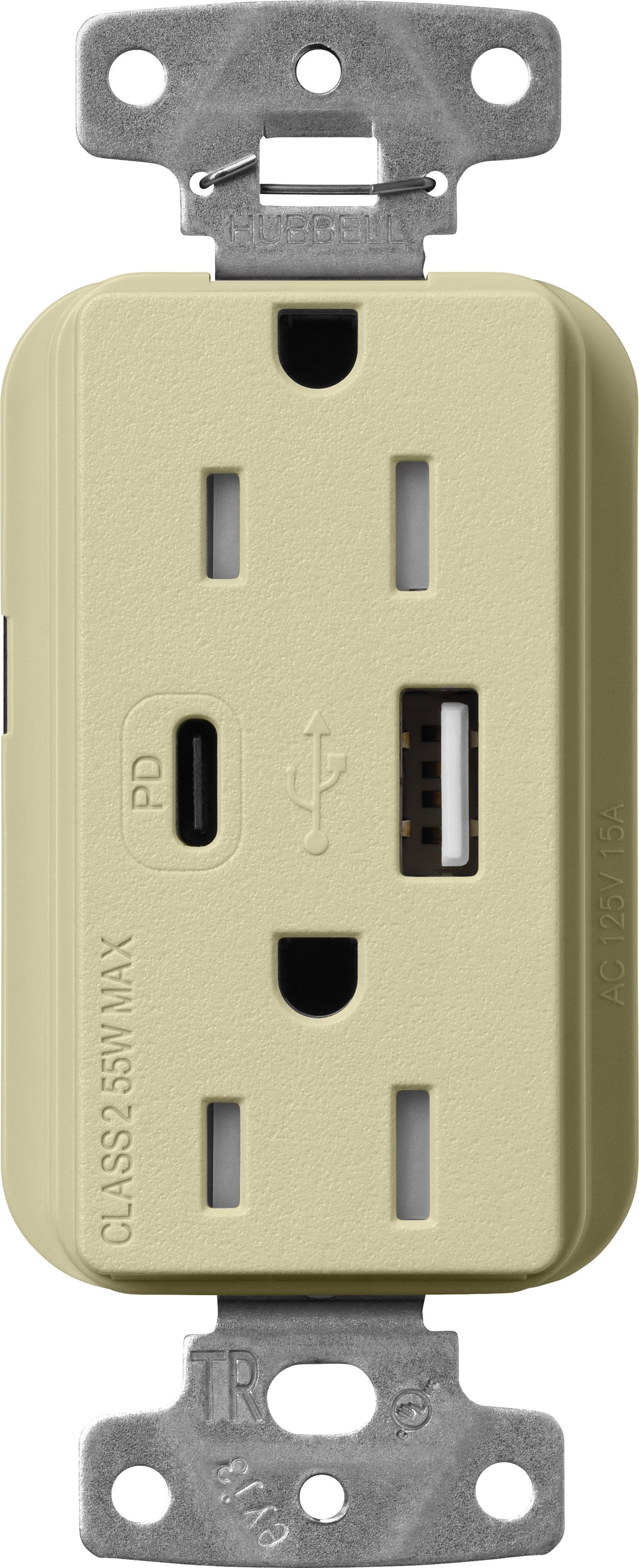 Lutron Claro SCR-15-ACTR-SA USB-A + USB-C PD duplex receptacle, satin finish, Sage