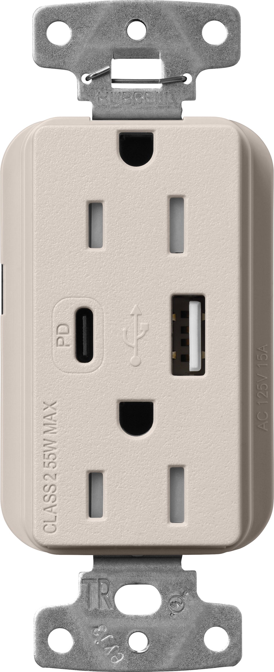 Lutron Claro SCR-15-ACTR-SA USB-A + USB-C PD duplex receptacle, satin finish, Sage