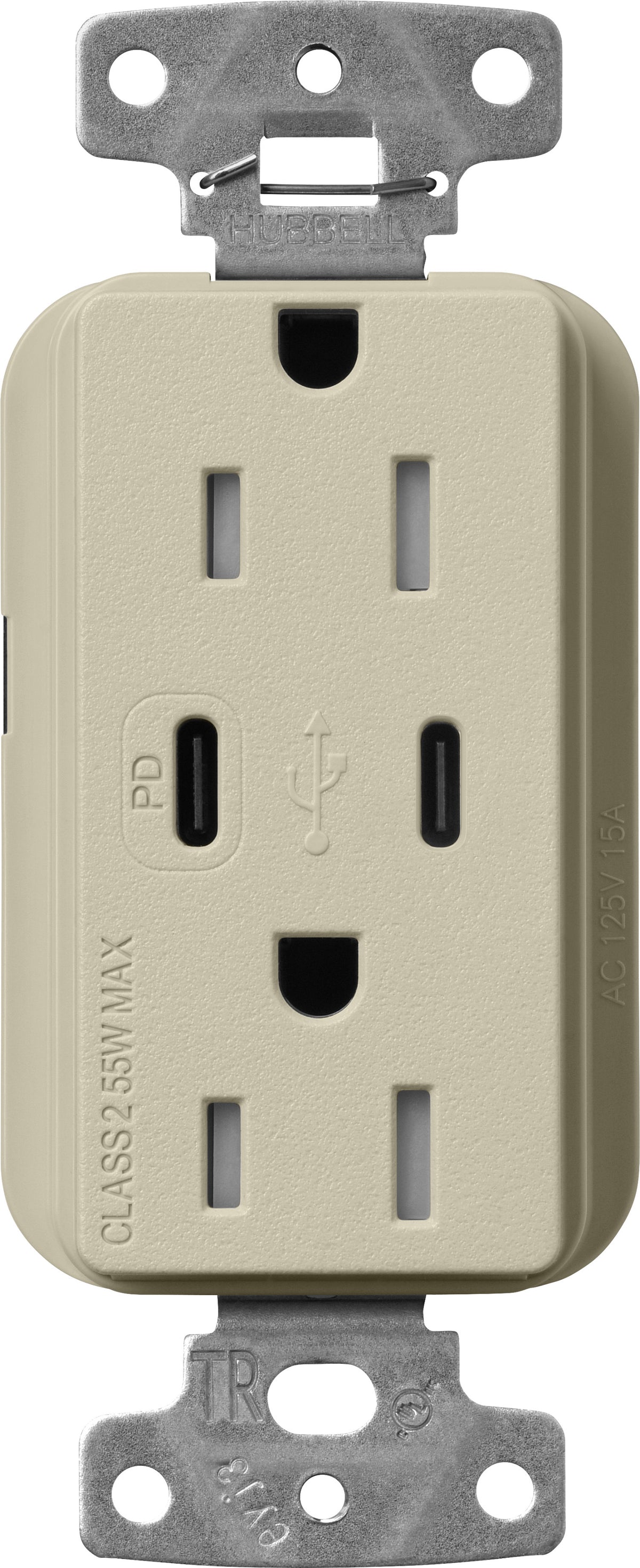 Lutron Claro SCR-15-CCTR-CY Dual USB-C (1 PD) duplex receptacle, satin finish, Clay