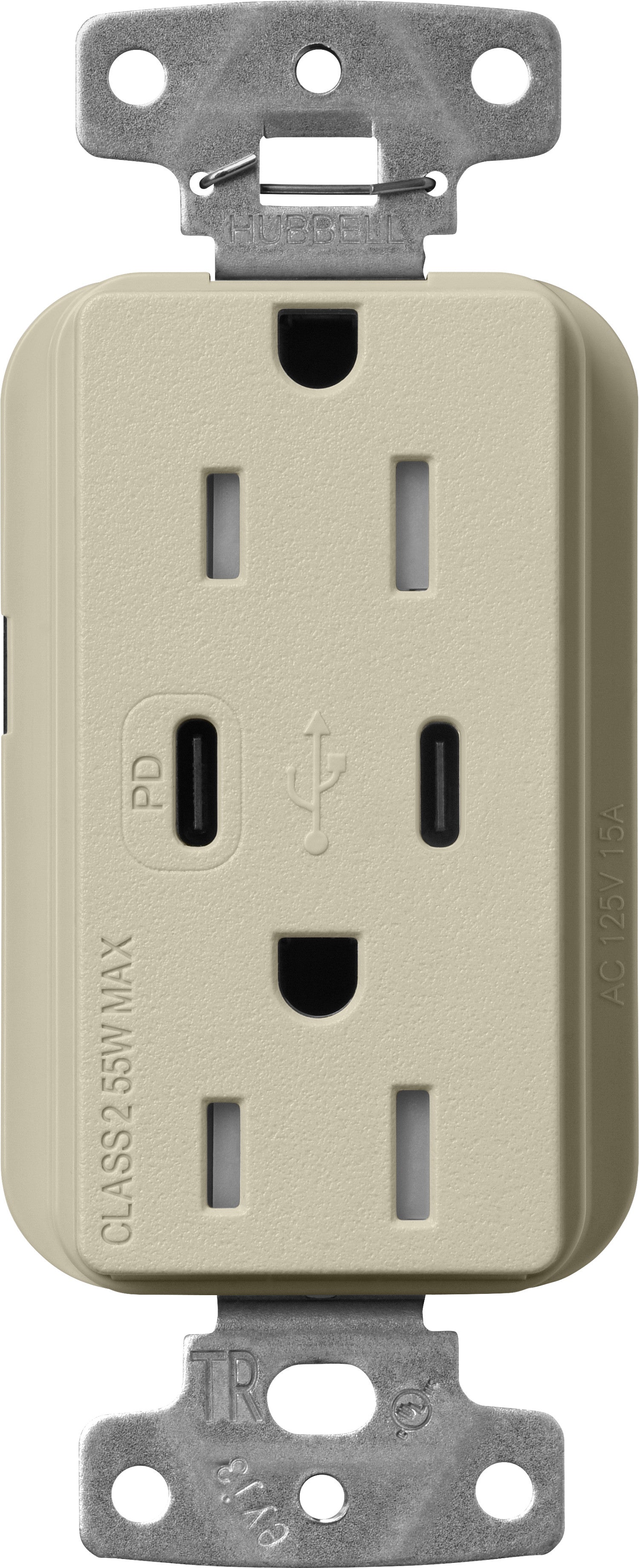 Lutron Claro SCR-15-CCTR-CY Dual USB-C (1 PD) duplex receptacle, satin finish, Clay