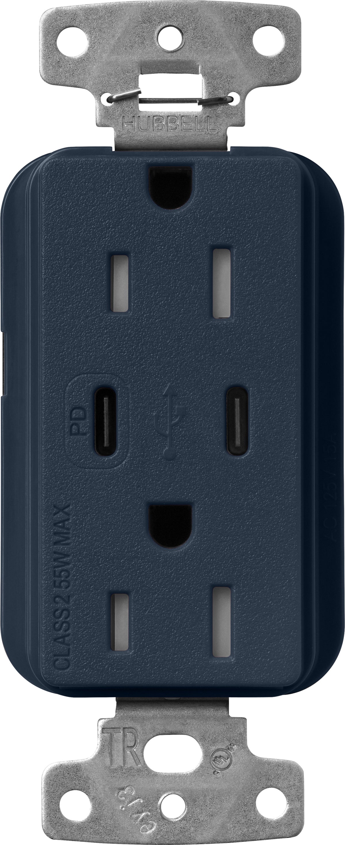 Lutron Claro SCR-15-CCTR-DE Dual USB-C (1 PD) duplex receptacle, satin finish, Deep Sea