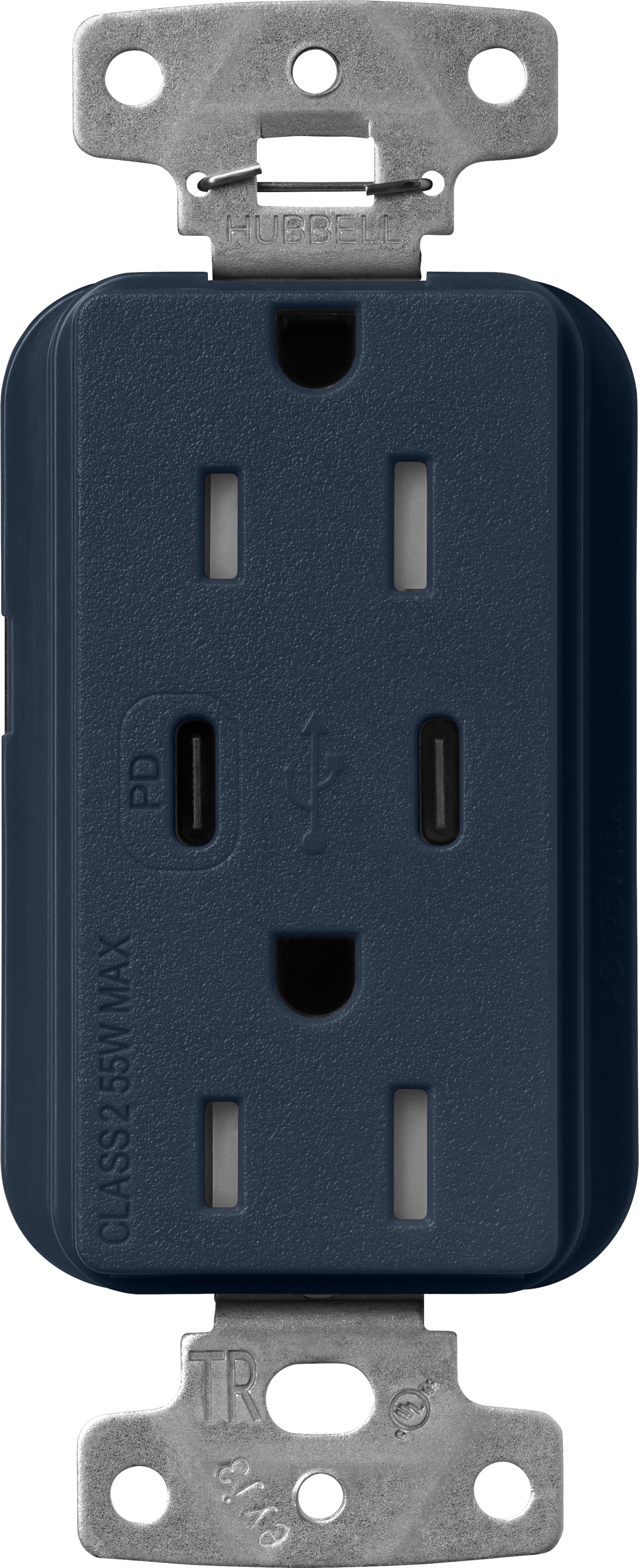 Lutron Claro SCR-15-CCTR-DE Dual USB-C (1 PD) duplex receptacle, satin finish, Deep Sea