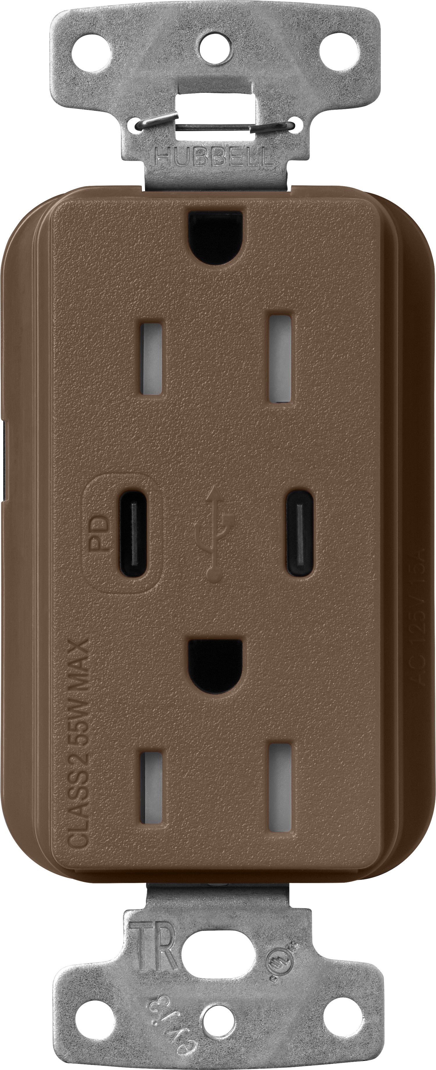 Lutron Claro SCR-15-CCTR-EP Dual USB-C (1 PD) duplex receptacle, satin finish, Espresso
