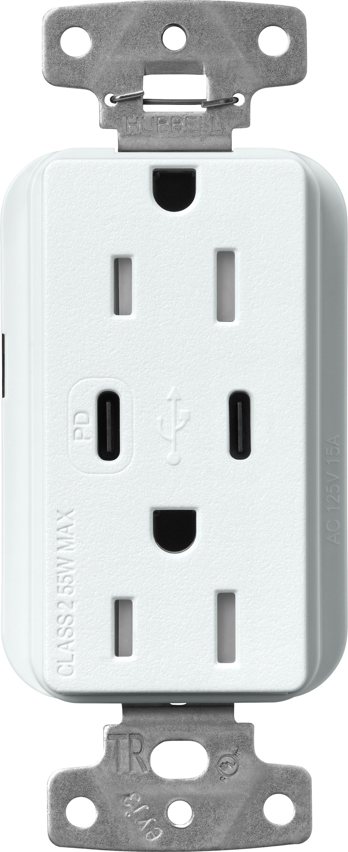 Lutron Claro SCR-15-CCTR-GL Dual USB-C (1 PD) duplex receptacle, satin finish, Glacier White
