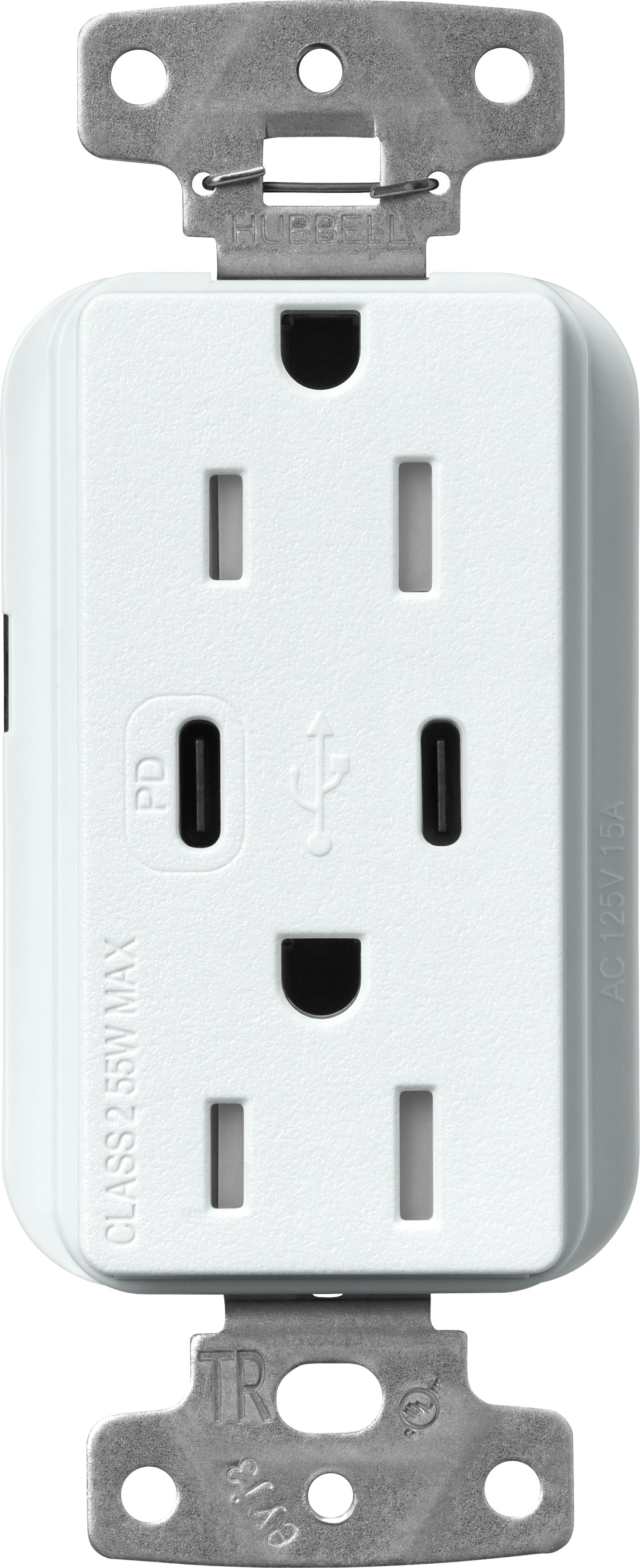 Lutron Claro SCR-15-CCTR-GL Dual USB-C (1 PD) duplex receptacle, satin finish, Glacier White