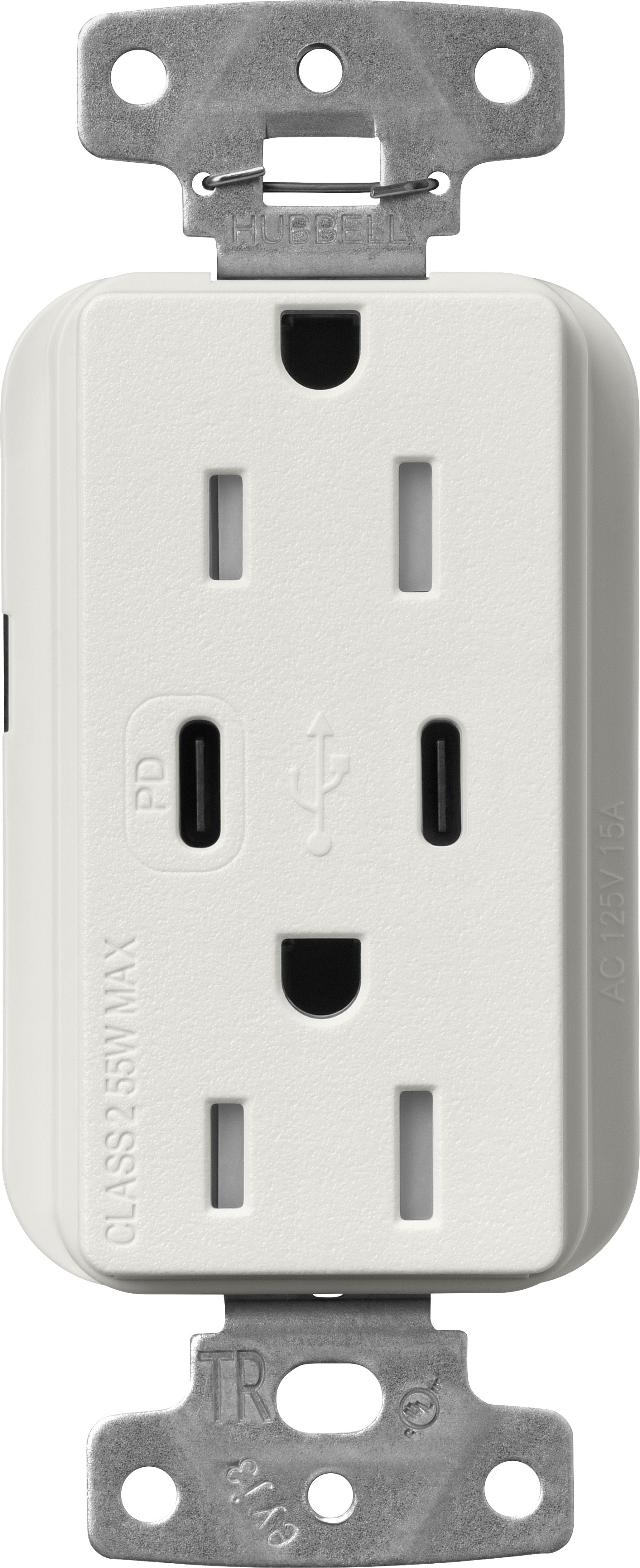 Lutron Claro SCR-15-CCTR-LG Dual USB-C (1 PD) duplex receptacle, satin finish, Lunar Gray