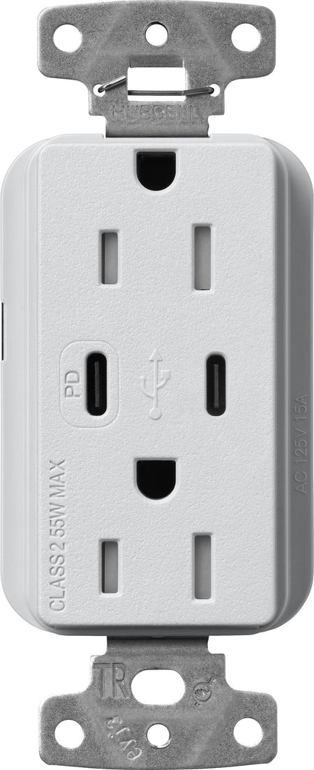 Lutron Claro SCR-15-CCTR-MI Dual USB-C (1 PD) duplex receptacle, satin finish, Mist