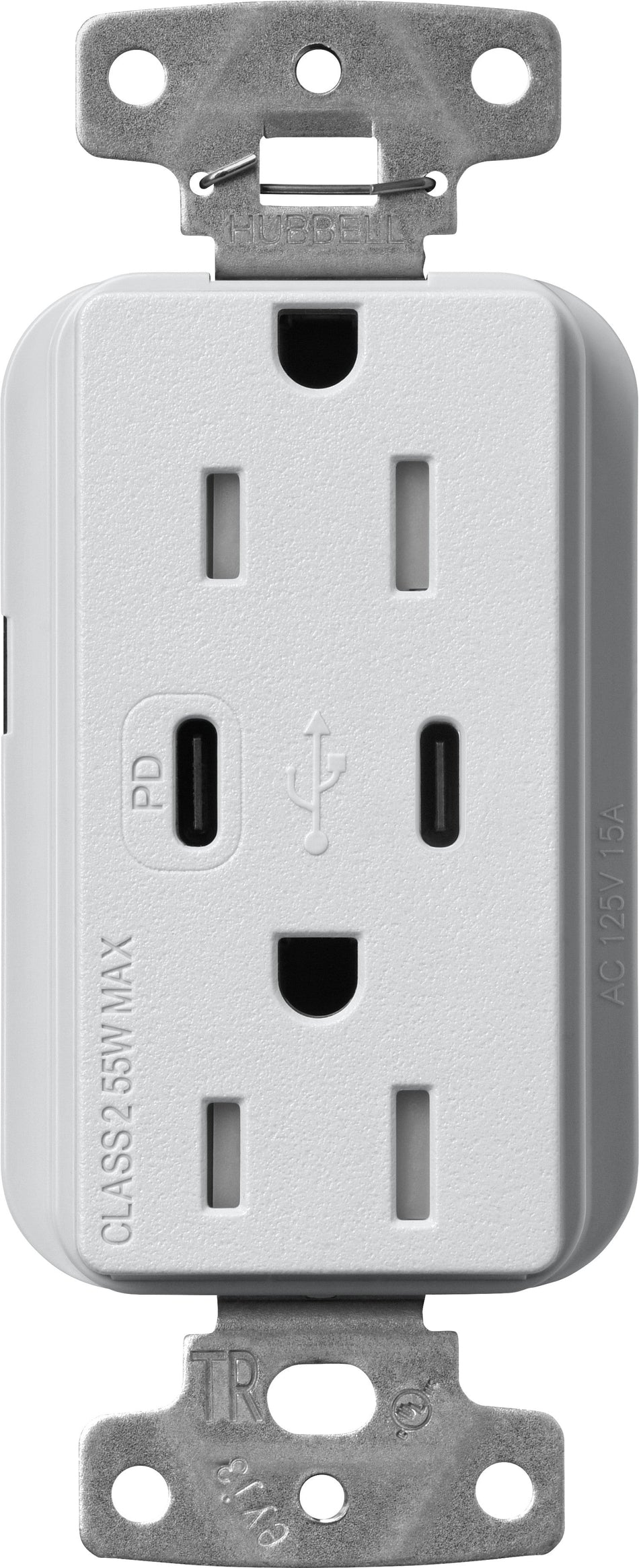 Lutron Claro SCR-15-CCTR-CS Dual USB-C (1 PD) duplex receptacle, satin finish, Cobblestone