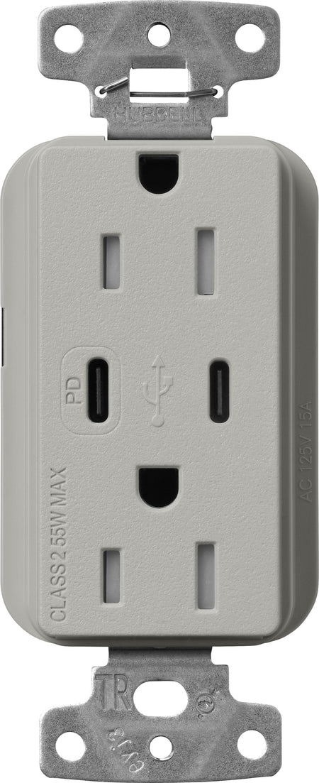 Lutron Claro SCR-15-CCTR-DE Dual USB-C (1 PD) duplex receptacle, satin finish, Deep Sea