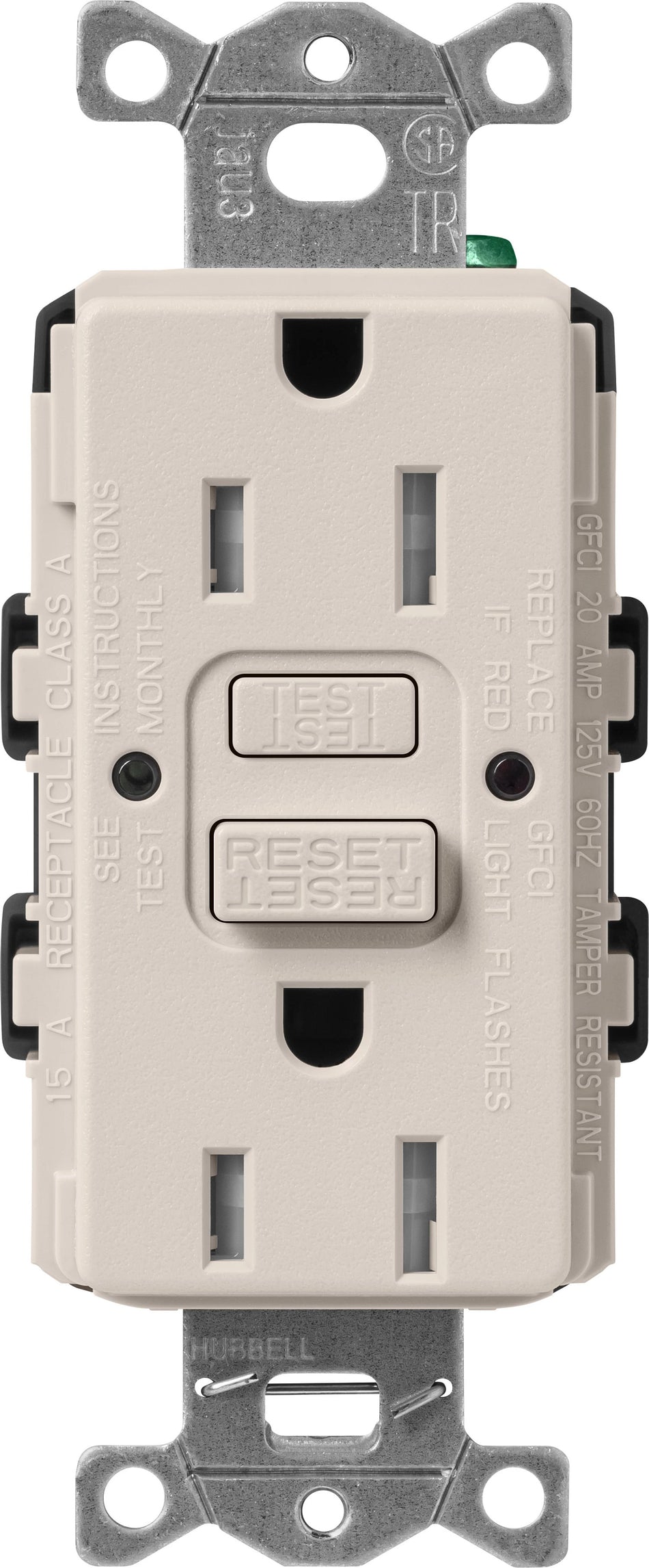Lutron Claro 15A GFCI Tamper-Resistant Receptacle - Self-Testing Outlet | SCR-15-GFST