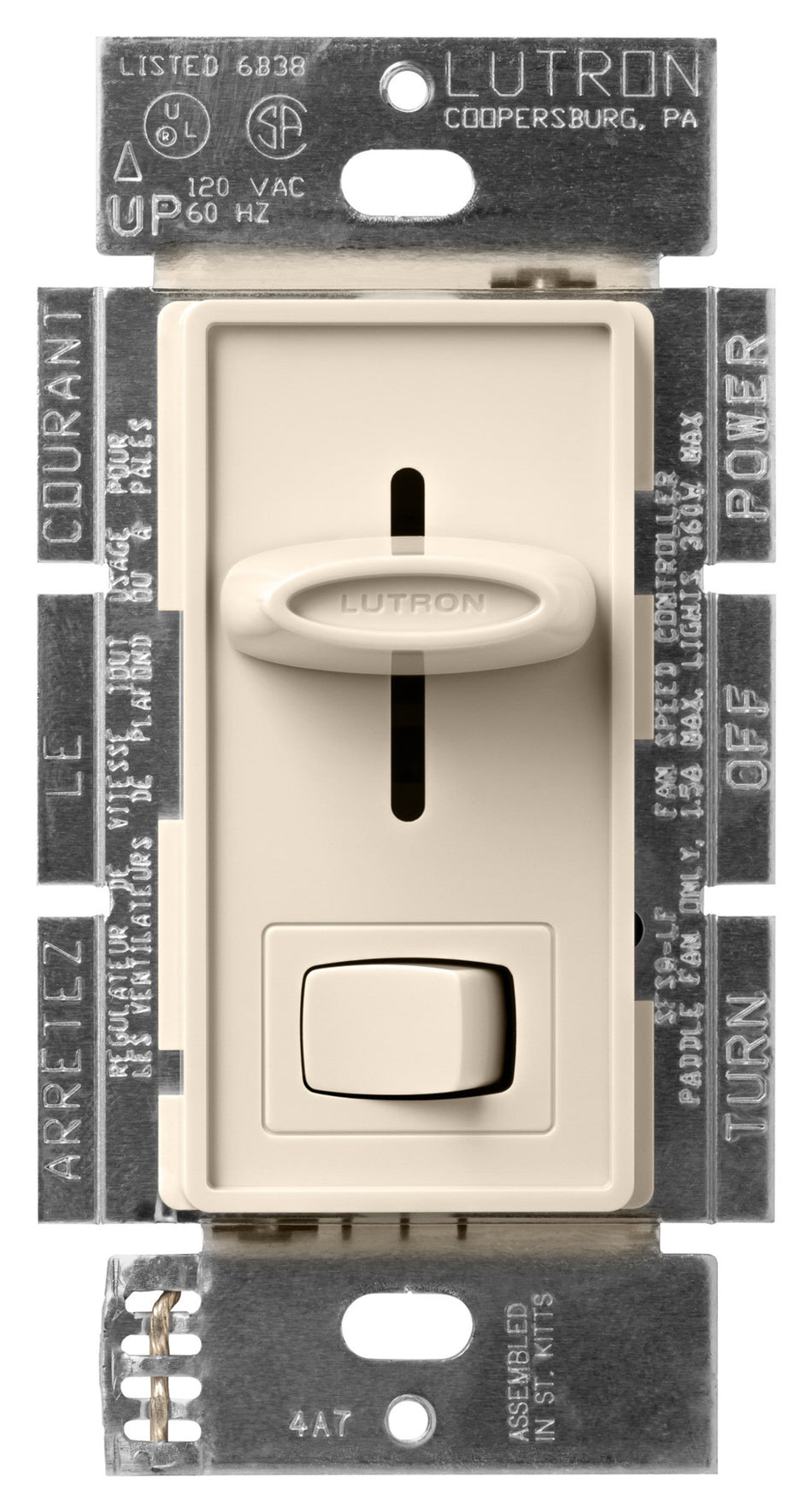 Lutron Skylark Dual Fan/Light Control 1.5A Fan & 300W Inc/Hal - Single-Pole | SFSQ-LF