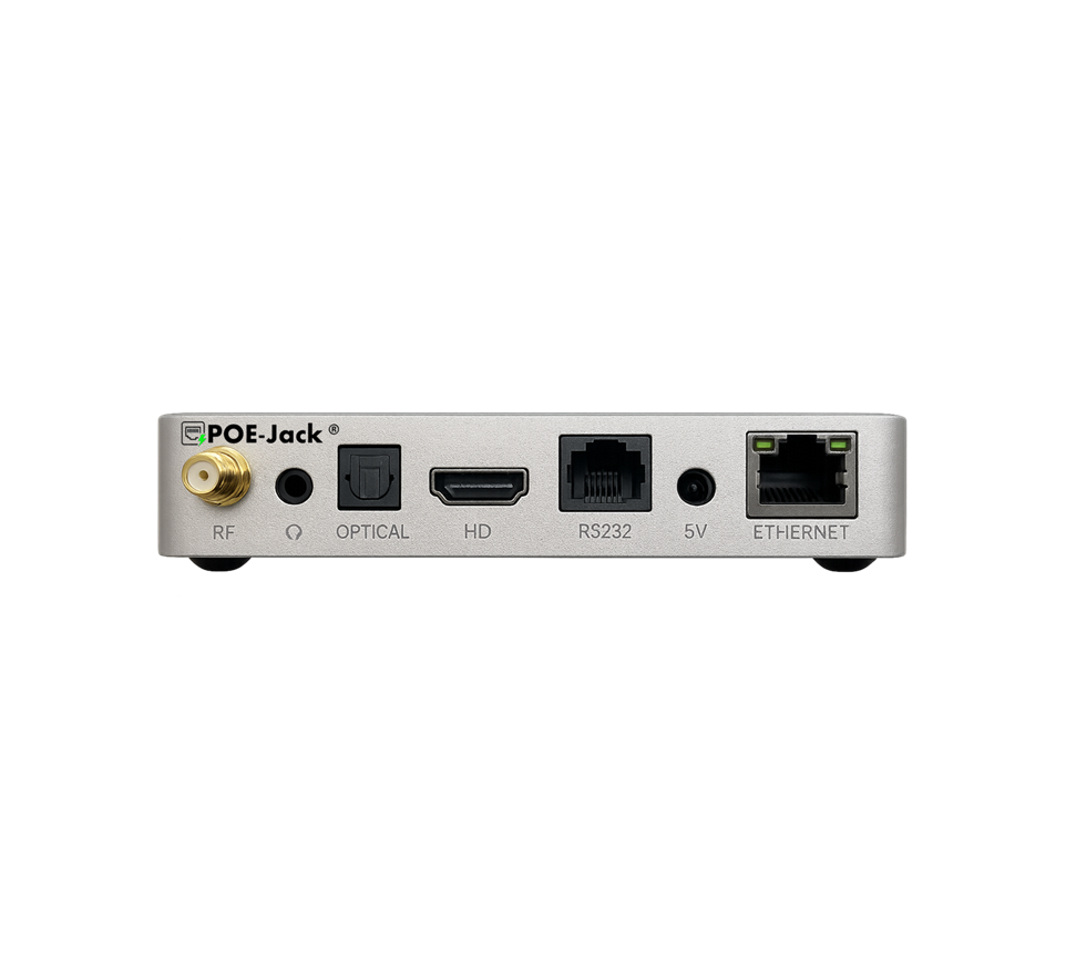 Product Marketing image of the Grid Networking SKU POEJK-DS1 - Grid POE-Jack® Android Player | 4GB RAM / 32GB Storage, Metal Case, PoE-Powered | POEJK-DS1