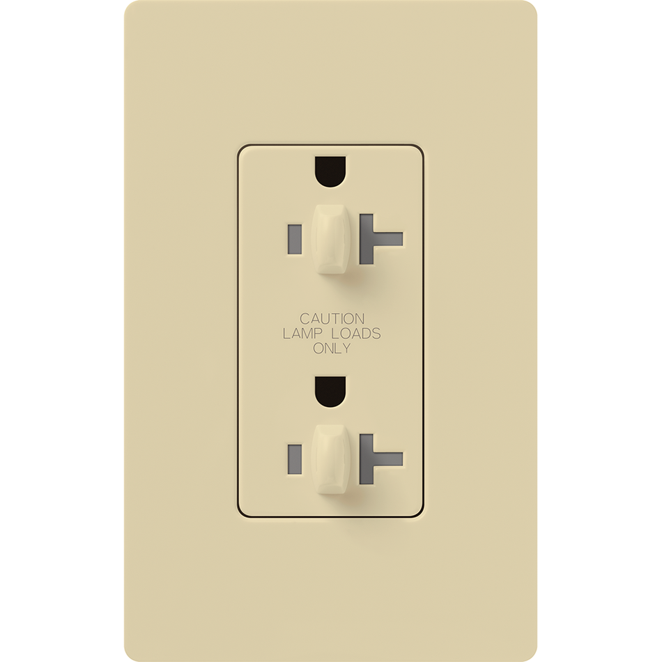 Lutron Claro 20A Dual-Dimming Receptacle - For Lamps Only (Black) | CAR-20-DDTR-XX-C
