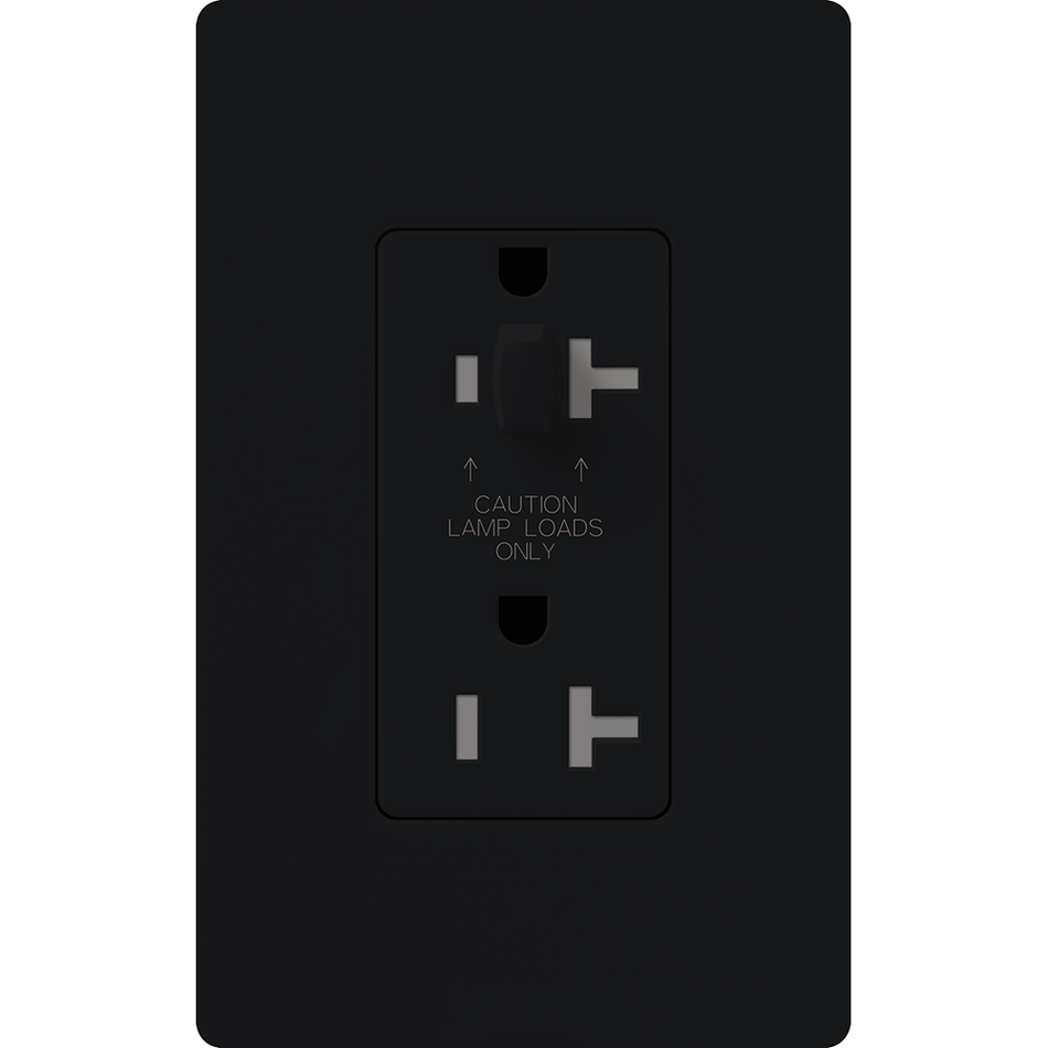 Lutron Claro 20A Half-Dimming Receptacle - For Lamps Only (Black) | CAR-20-HDTR-XX-C