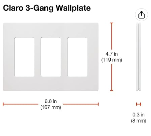 Claro 3-Gang Wallplate (White) | CW-3-WH