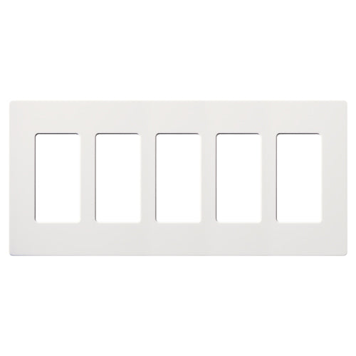 Lutron Claro 5-Gang Decorator Wallplate - Screwless Finish (White) | CW-5-WH
