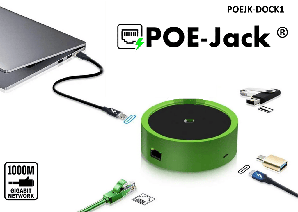 Product Marketing image of the Grid Networking SKU POEJK-DOCK1 - Grid Docking Station for POE-Jack® Android Player & Touchscreens | Desktop Mount & I/O Expansion | POEJK-DOCK1