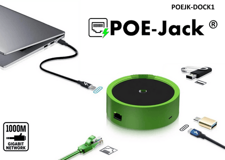 Product Marketing image of the Grid Networking SKU POEJK-DOCK1 - Grid Docking Station for POE-Jack® Android Player & Touchscreens | Desktop Mount & I/O Expansion | POEJK-DOCK1