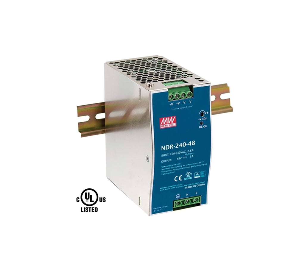 Product Marketing image of the Grid Networking SKU POEJK-PS48-240 - Grid 240W 48VDC Industrial DIN-Rail Power Supply | For PoE Switches & Active POE-Jack® Systems | POEJK-PS48-240