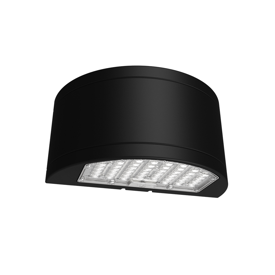 Cinema - UP & Down Semi-Circle Wall Pack R1 - Selectable Wattages 24/32/40W - Selectable CCT 3000/4000/5000K - 120-347V - Black Finish — Reflector: R2