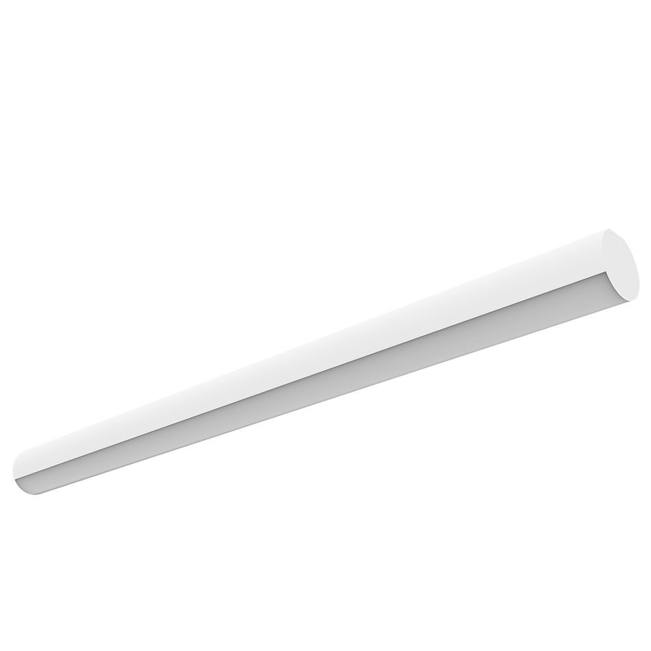 Rail - 4FT Rounded Architectural Linear Strip - 20/30/40W Selectable Wattage - 30/35/40/5000K Selectable CCT - 120-347V - 10FT Cord — Finish: White