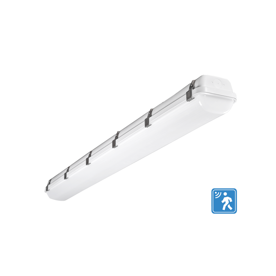 Mako - 4FT Vapor Tight R1 with Integrated Microwave Sensor - Selectable Wattage 25/35/45W - 150LM - Selectable CCT 35K/40K/50K - 120-347V — Reflector: R2