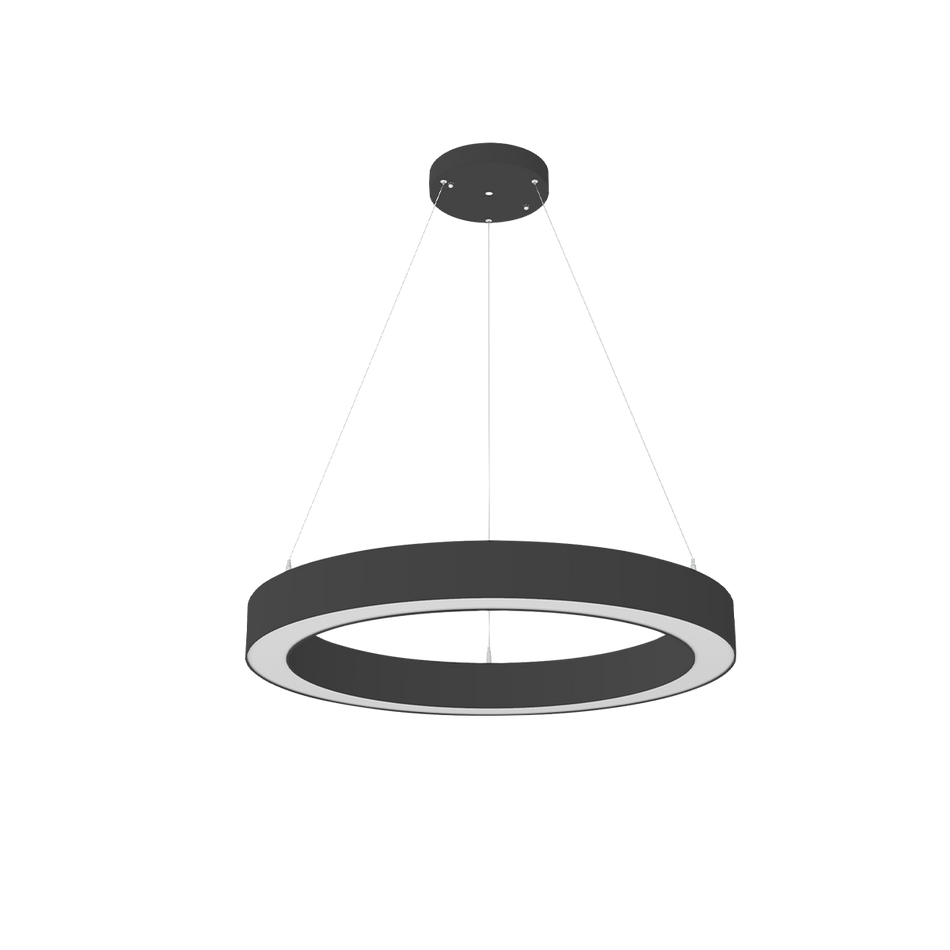 Reno Aurora - 36" Architectural Ring Fixture Selectable Wattage: 30/40/50/60W - Selectable CCT: 30/35/40/50K - Selectable Direct And Indirect Light Ratios - 120 - 347V - Suspension Cables And Canopy Included - DLC Pending — Color: Black