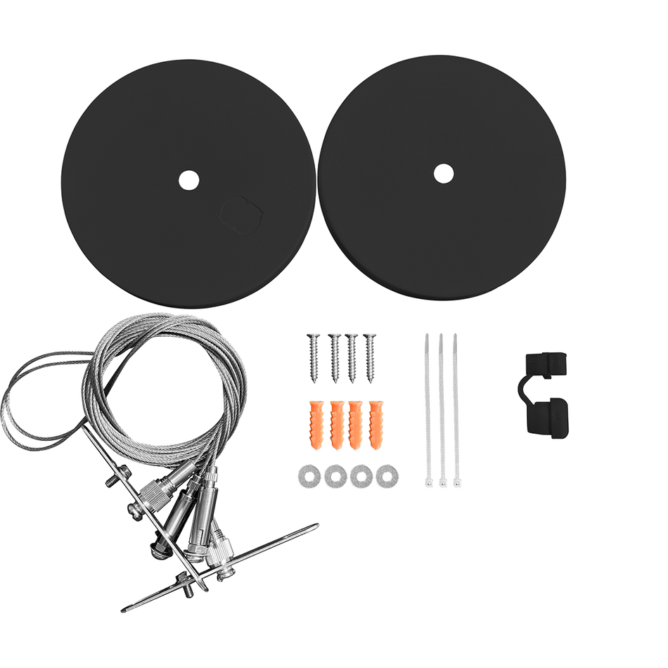 Rail - Pendant Mount Canopy with 10ft Suspension Cable for 4FT Rounded Architectural Linear Strip — Finish: Black