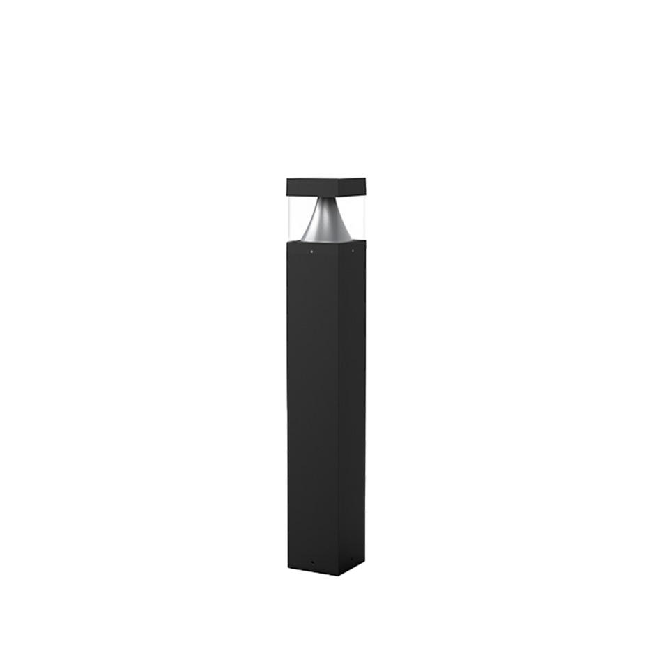 Reno Sylo - 41" Square, Flat Top Bollard - Selectable Wattage 14/19/24W - Selectable CCT 30/40/50K - 120-347V - Black Finish | RENO-BL-S-MV-DV-MCCT-42