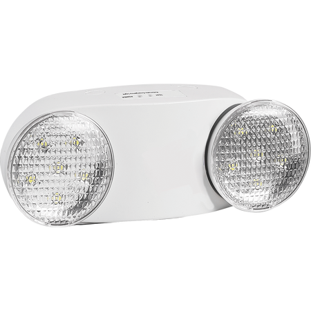 Product Display Visual of the SKU: RENO-EBU2W-2 for Marketing of theReno Injection-molded thermoplastic ABS housing | Dual Head LED Emergency Light 2 x 2W | RENO-EBU2W-2