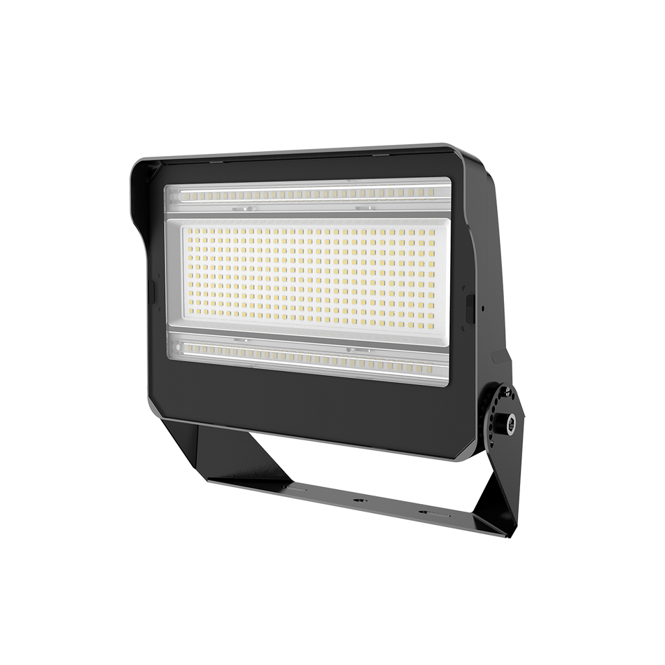 Aries - Optic Adjustable Flood Light - Selectable Wattage 90/120/150W - Selectable CCT 30/40/5000K - 120-347V - Black Finish — Reflector: R2