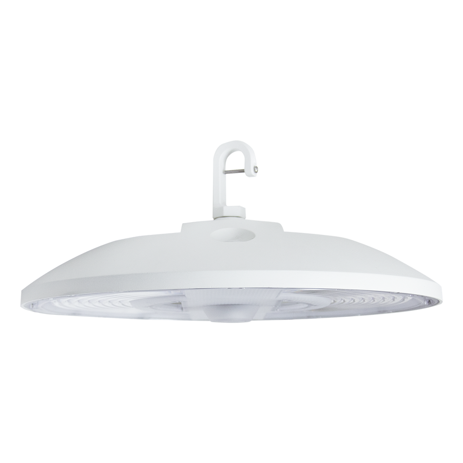 Reno Ceto - Sleek UFO Highbay - Selectable Wattages 150/200/240W - Selectable CCT 35/40/5000K - 120-347V - 10FT White Cord Included | RENO-SLEEK-HUB-DV-MW-MCCT