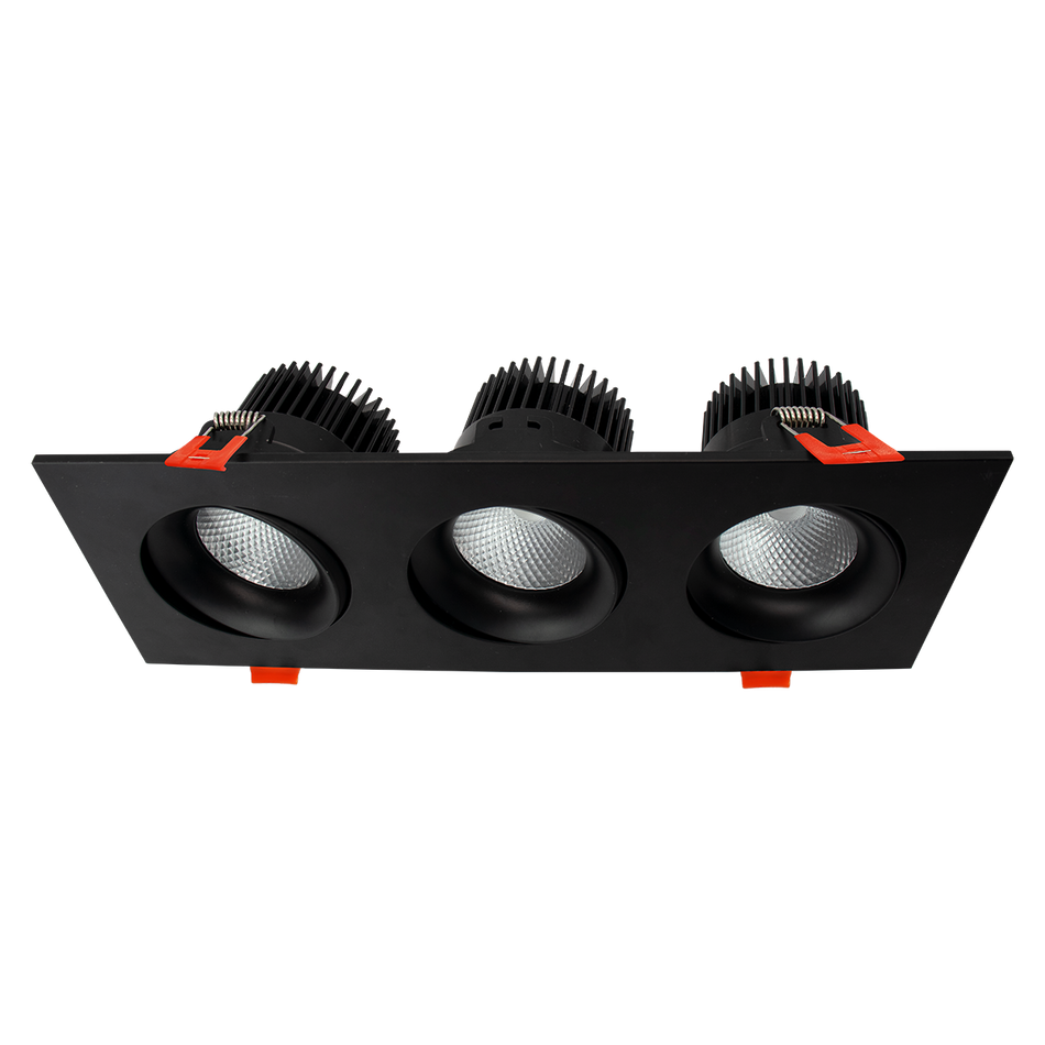 Reno Square 3-Head Regressed Gimbal | RENO-LED-AURA-35-S36W-5CCT-XX-SQ | RENO-LED-AURA-35-SQ