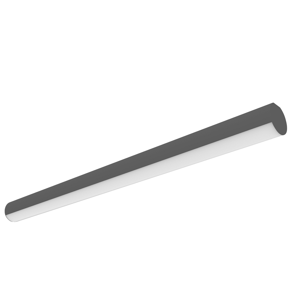 Rail - 4FT Rounded Architectural Linear Strip - 20/30/40W Selectable Wattage - 30/35/40/5000K Selectable CCT - 120-347V - 10FT Cord — Finish: Black