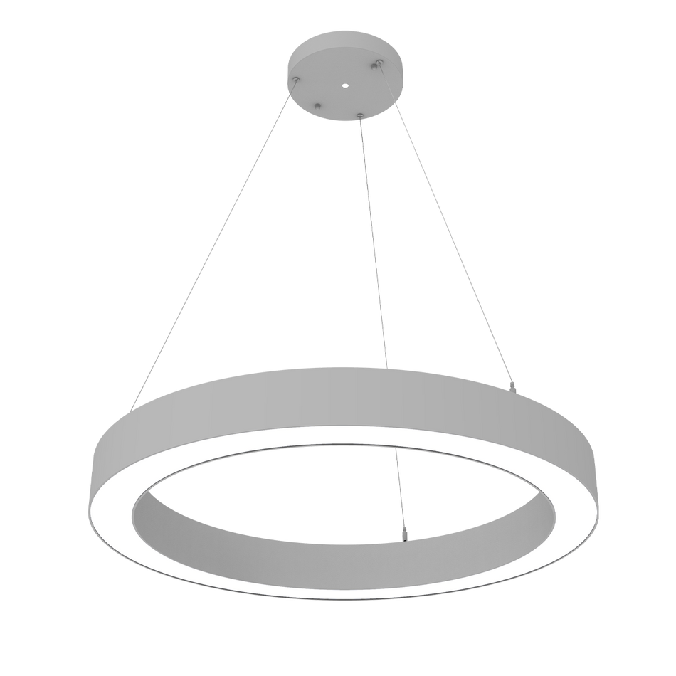 Reno Aurora - 48" Architectural Ring Fixture Selectable Wattage: 40/60/80/100W - Selectable CCT: 30/35/40/50K - Selectable Direct And Indirect Light Ratios - 120-347V - Suspension Cables And Canopy Included - DLC Pending — Color: White