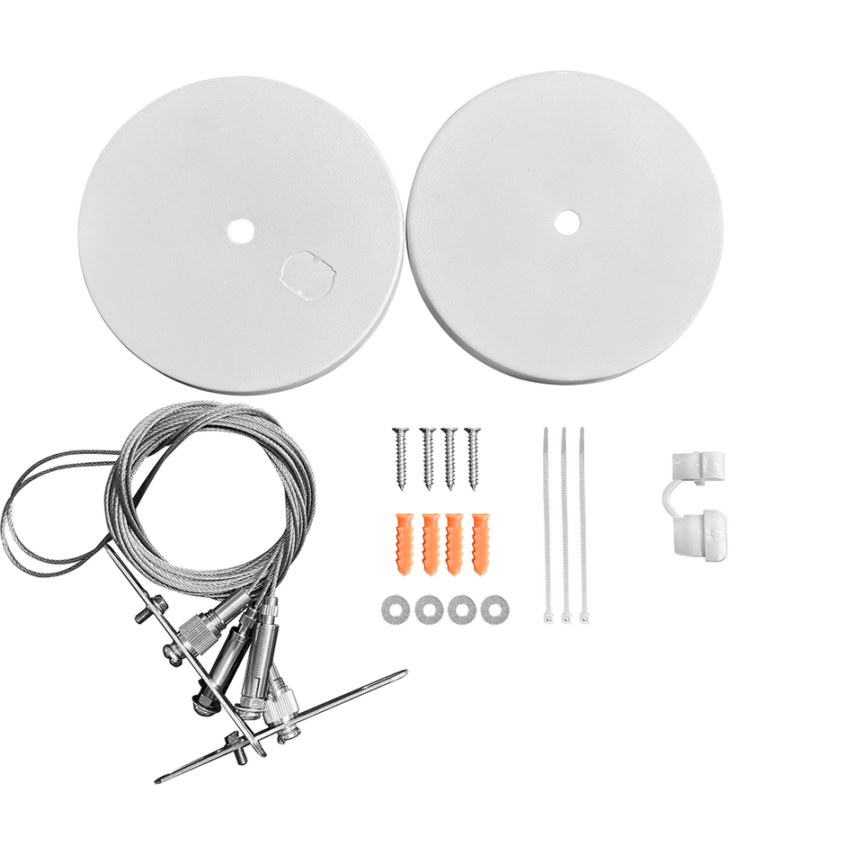 Rail - Pendant Mount Canopy with 10ft Suspension Cable for 4FT Rounded Architectural Linear Strip — Finish: White