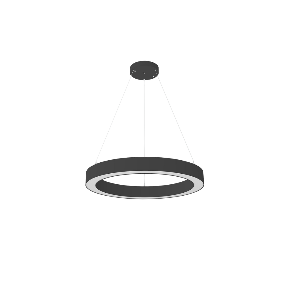 Reno Aurora - 24" Architectural Ring Fixture Selectable Wattage: 10/20/30/40W - Selectable CCT: 30/35/40/50K - Selectable Direct And Indirect Light Ratios - 120-347V - Suspension Cables And Canopy Included - DLC Pending — Color: Black