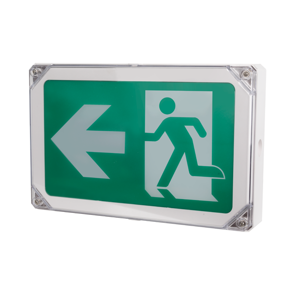 Reno Emergency - WET Location Running MAN Sign - IP65 - 120MINS Battery Back UP - 120-347Vac - 24 Hour Recharge Time | RENO-WRMS-U