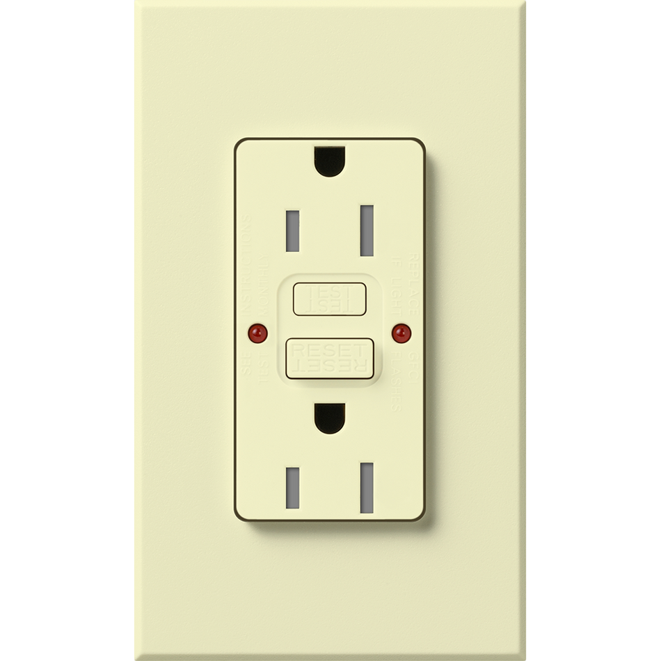 Lutron Nova T 15A Self-Testing GFCI Receptacle 120V Architectural Matte | NTR-15-GFST