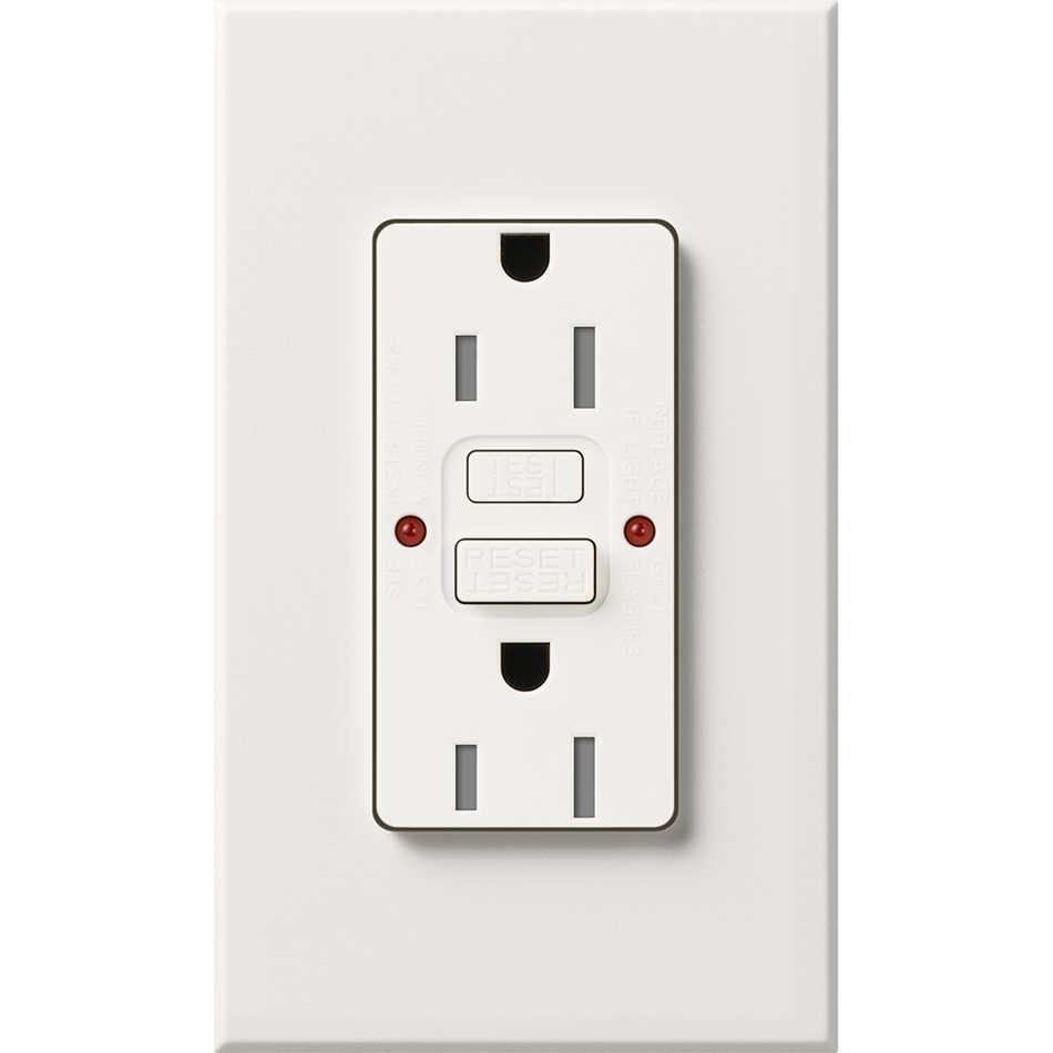 Lutron Nova T 15A Self-Testing GFCI Receptacle 120V Architectural Matte | NTR-15-GFST