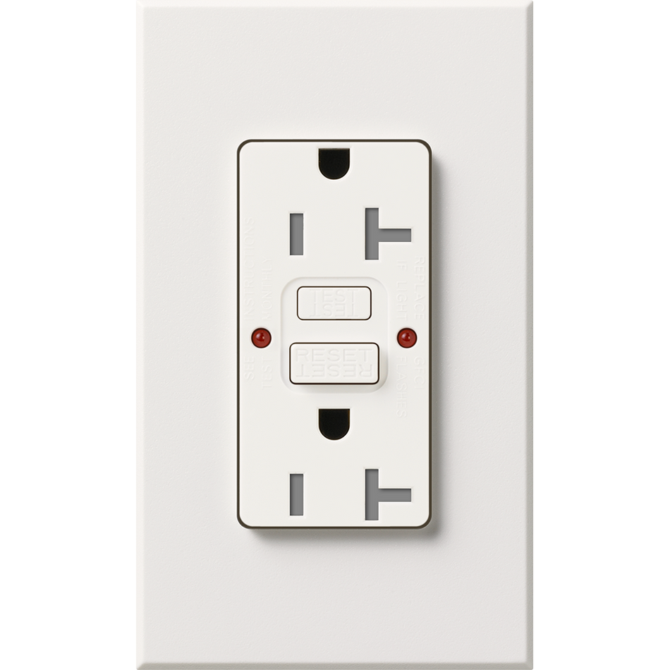 Lutron Nova T 20A Self-Testing GFCI Receptacle - Tamper-Resistant | NTR-20-GFST