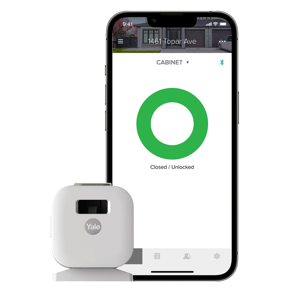Marketing image of the Yale Smart Cabinet Lock – Bluetooth | YRCB-490-BLE