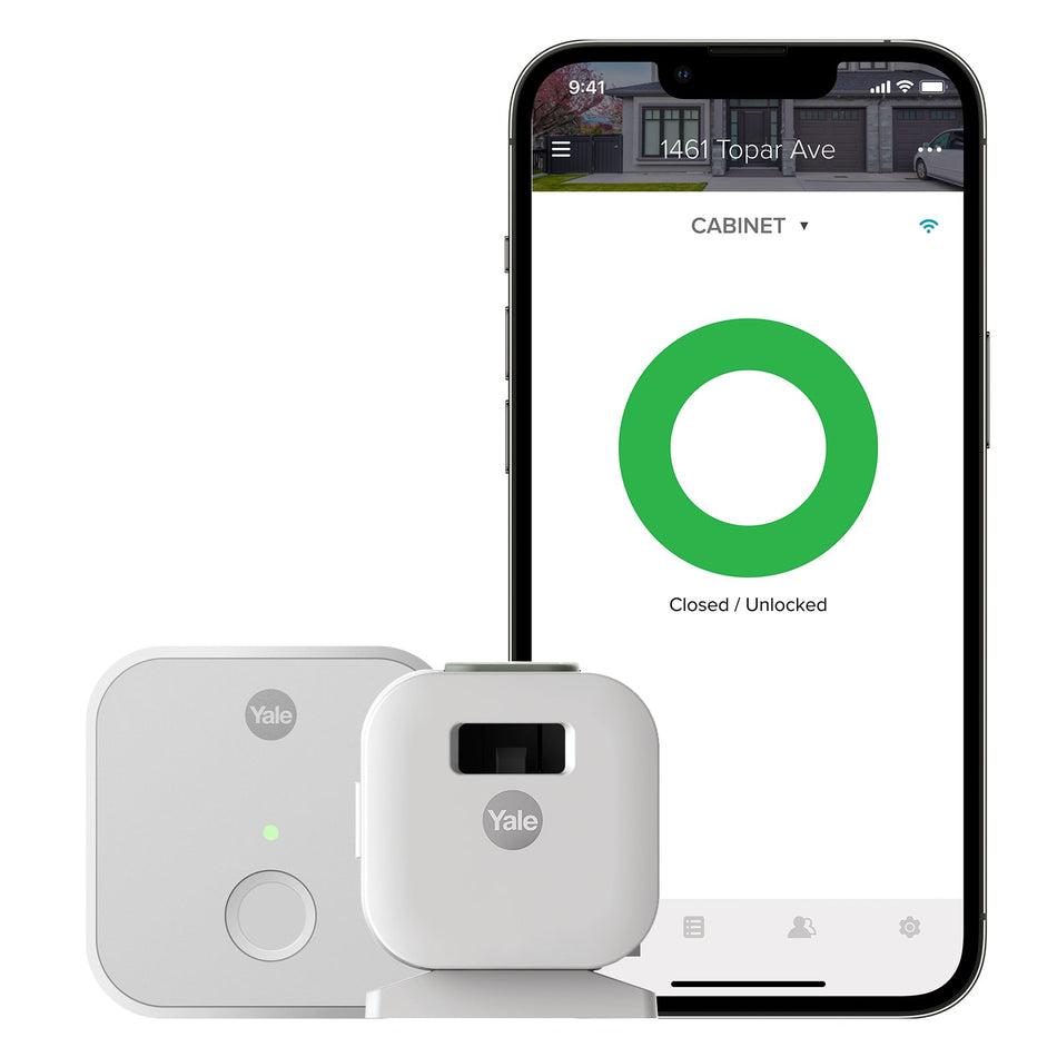 Marketing image of the Yale Smart Cabinet Lock – Wi-Fi Connected | YRCB-490-CB1